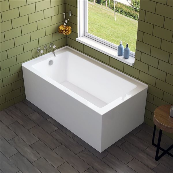 A&E Bath & Shower Sunna 32 W x 60-in L White Acrylic Rectangular Freestanding Left-Corner Bathtub