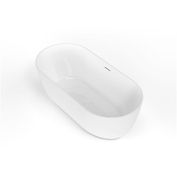 A&E Bath & Shower Jorimi 31 W x 67-in L Glossy White Acrylic Oval Freestanding Soaking Bathtub