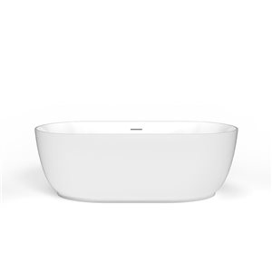 A&E Bath & Shower Jorimi 31 W x 67-in L Glossy White Acrylic Oval Freestanding Soaking Bathtub