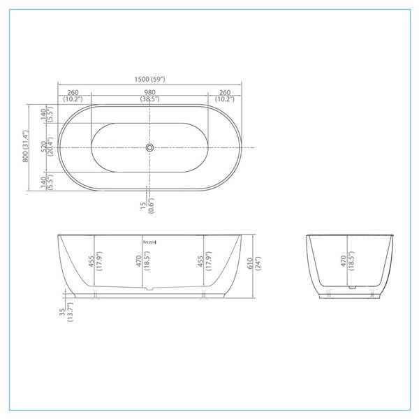 A&E Bath & Shower Jorimi 31 W x 67-in L Glossy White Acrylic Oval Freestanding Soaking Bathtub