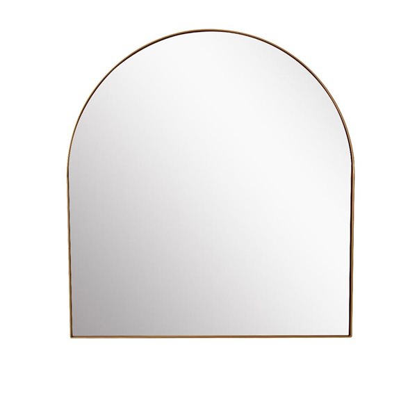 A&E Bath & Shower Rodrick 32 W x 34-in H Gold Metal Frame Wall-Mounted Arched Mirror