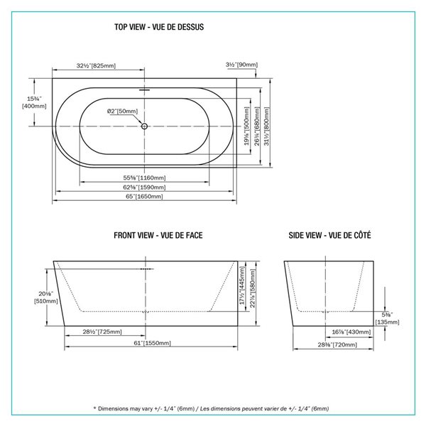 A&E Bath & Shower Willie 32 W x 60-in L White Acrylic Rectangular Freestanding Right-Corner Bathtub