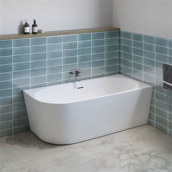 A&E Bath & Shower Willie 32 W x 60-in L White Acrylic Rectangular Freestanding Right-Corner Bathtub