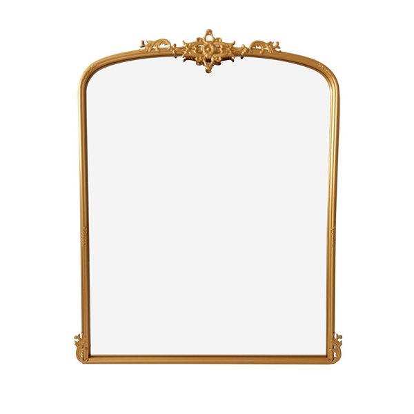 A&E Bath & Shower Rosae 28 W x 34-in H Gold Metal Frame Wall-Mounted Arched Mirror