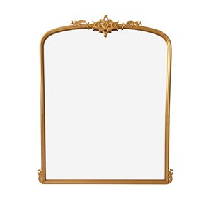 A&E Bath & Shower Rosae 28 W x 34-in H Gold Metal Frame Wall-Mounted Arched Mirror