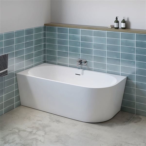 A&E Bath & Shower Willie 32 W x 60-in L White Acrylic Rectangular Freestanding Left-Corner Bathtub