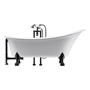 Baignoire ovale sur pattes Dorya de A&E Bath and Shower 28 l. x 66 po L. en acrylique noir et blanc