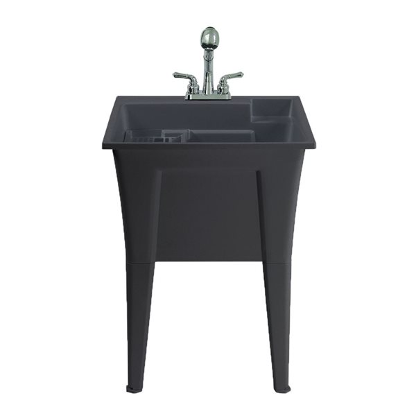 Évier utilitaire Dalary de A&E Bath & Shower en polypropylène noir 32 L. x 22 po l., robinet inclus