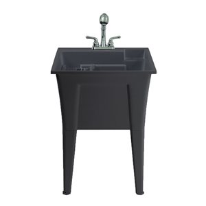 Évier utilitaire Dalary de A&E Bath & Shower en polypropylène noir 32 L. x 22 po l., robinet inclus