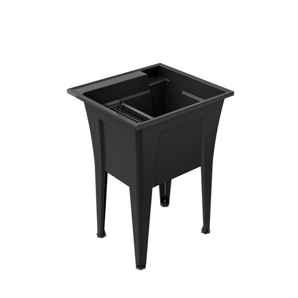 Évier utilitaire Dalary de A&E Bath & Shower en polypropylène noir 32 L. x 22 po l., robinet inclus