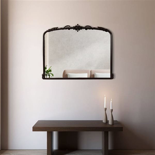 A&E Bath & Shower Holm 40 W x 30-in H Matte Black Metal Frame Wall-Mounted Arched Mirror