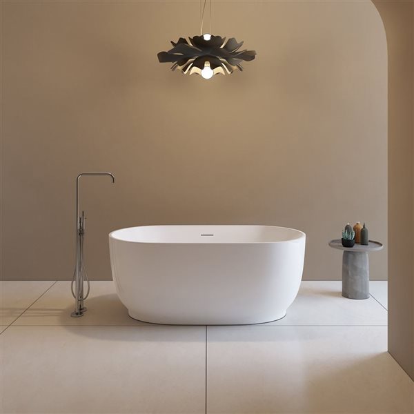 Baignoire autoportante ovale Jorimi de A&E Bath & Shower 31 l. x 59 po L. en acrylique blanc brillant