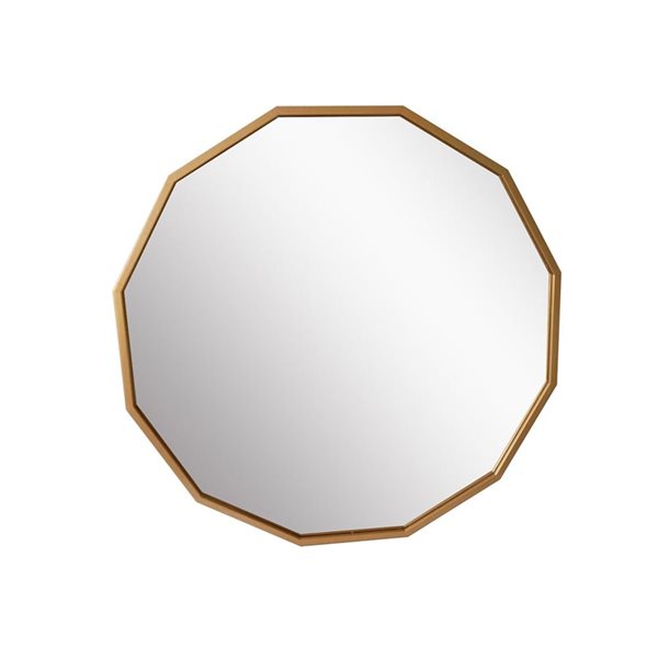 A&E Bath & Shower Idelle 36-in Matte Gold Metal Frame Wall-Mounted Round Mirror