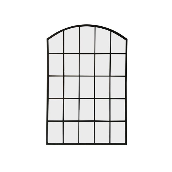 A&E Bath & Shower Ordies 32 W x 48-in H Matte Black Metal Frame Wall-Mounted Arched Window Pane-Style Mirror