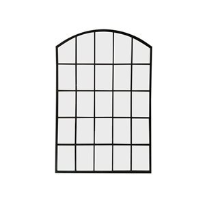 A&E Bath & Shower Ordies 32 W x 48-in H Matte Black Metal Frame Wall-Mounted Arched Window Pane-Style Mirror