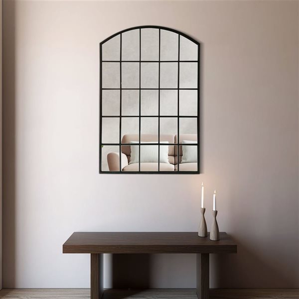 Miroir mural Ordies de A&E Bath & Shower 32 l. x 48 po h. forme arquée à cadre métal noir mat