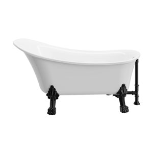 A&E Bath and Shower Dorya 28 W x 59-in L White/Black Acrylic Oval Clawfoot Bathtub