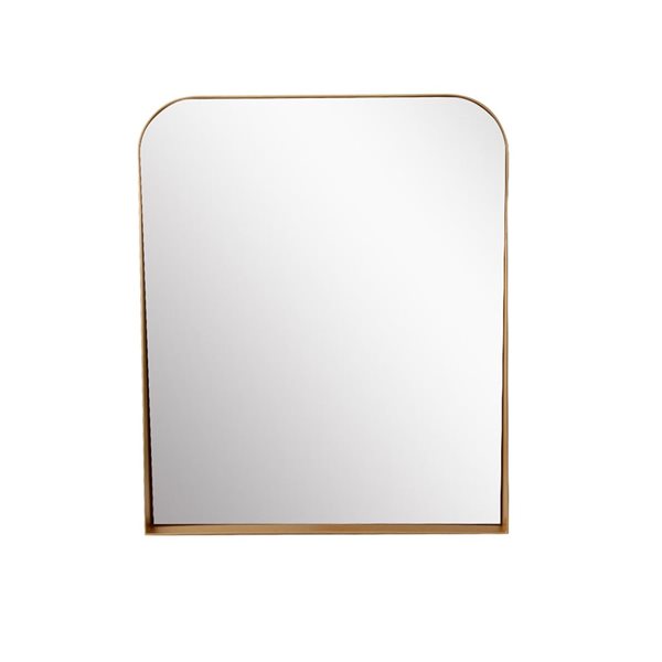 A&E Bath & Shower Palanos 24 W x 20-in H Gold Metal Frame Wall-Mounted Arched Mirror