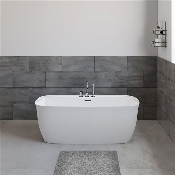 Baignoire autoportante rectangle Panya de A&E Bath & Shower 32 l. x 63 po L. en acrylique blanc