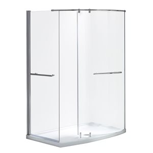 A&E Bath and Shower Odera 79.25 H x 60 L x 34-in W Chrome Walk-In Corner Shower Kit w/ Centred Drain