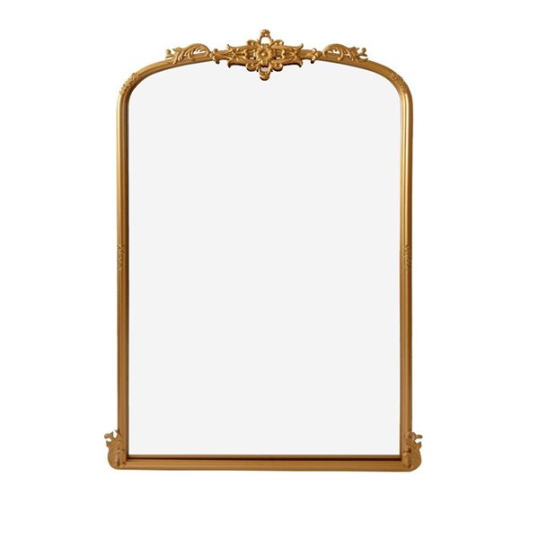 A&E Bath & Shower Bosfell 22 W x 36-in H Gold Metal Frame Wall-Mounted Arched Mirror