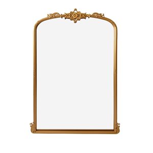 A&E Bath & Shower Bosfell 22 W x 36-in H Gold Metal Frame Wall-Mounted Arched Mirror