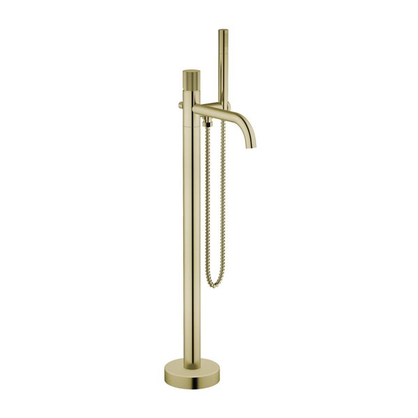 Agua Canada Salia Brushed Brass Single-Handle Freestanding Bathtub Faucet with Hand-Held Shower