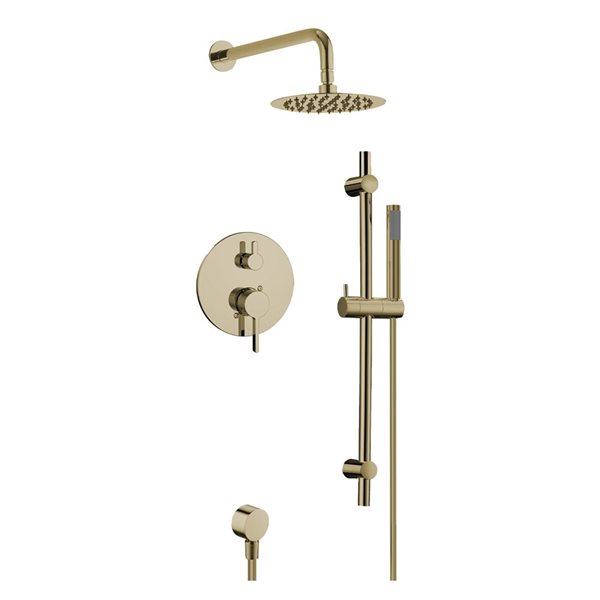 Agua Canada Vissali Brushed Brass Wall Mounted Dual Showerhead