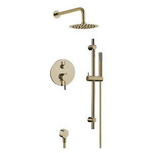 Agua Canada Vissali Brushed Brass Wall Mounted Dual Showerhead