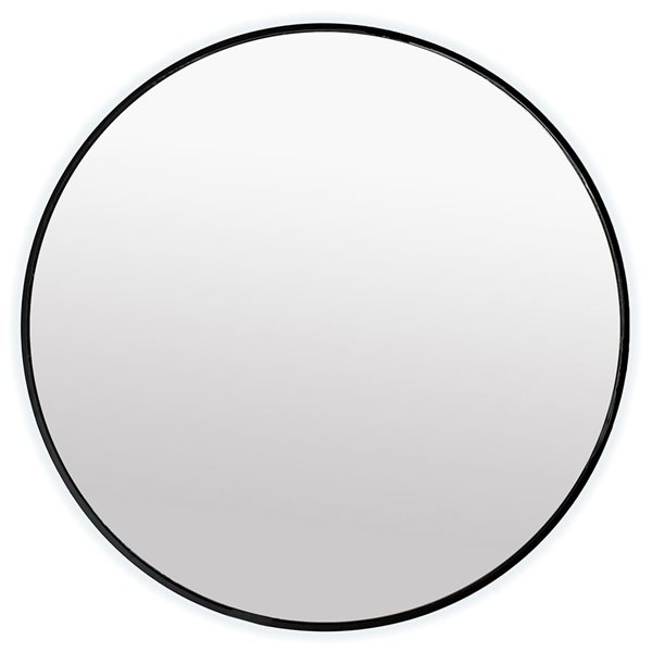 Agua Canada Owen 36-in Matte Black Round Frame LED Ligthed Mirror 6000K w/ On/Off Switch