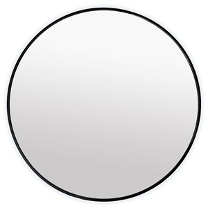 Agua Canada Owen 36-in Matte Black Round Frame LED Ligthed Mirror 6000K w/ On/Off Switch