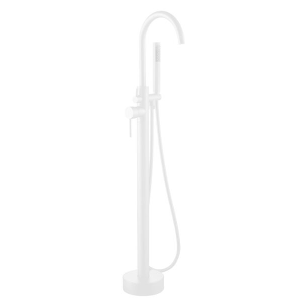 Agua Canada Shiro White Single-Handle Freestanding Bathtub Faucet with Hand-Held Shower