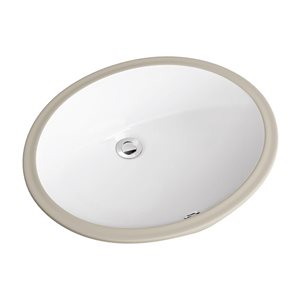 Lavabo de salle de bain ovale en porcelaine blanche Filibert d'Agua Canada 16 x 20 po