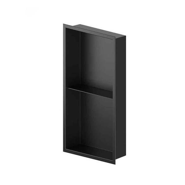 Agua Canada Nina 12 W x 24 H x 4-in D Matte Black 2-Tier Flush-Mount Bathroom Shower Niche