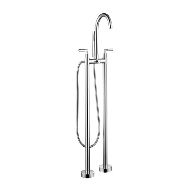 Agua Canada Sombrero Chrome 2-Handle Freestanding Bathtub Faucet with Hand-Held Shower