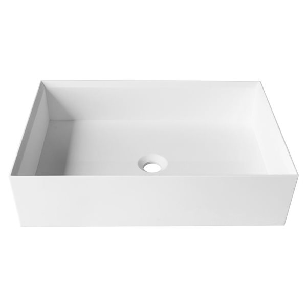 Lavabo-vasque de salle de bain Falum d'Agua Canada 16 x 24 po en composite blanc mat sur plan