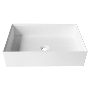 Lavabo-vasque de salle de bain Falum d'Agua Canada 16 x 24 po en composite blanc mat sur plan