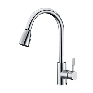 Robinet de cuisine 1 poignée à bec rétractable Mateo de Agua Canada chrome poli avec cartouche en céramique