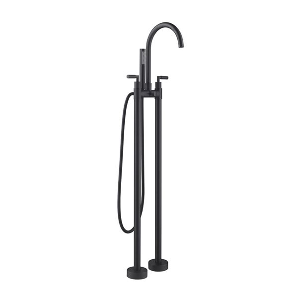 Agua Canada Sombrero Matte Black 2-Handle Freestanding Bathtub Faucet with Hand-Held Shower