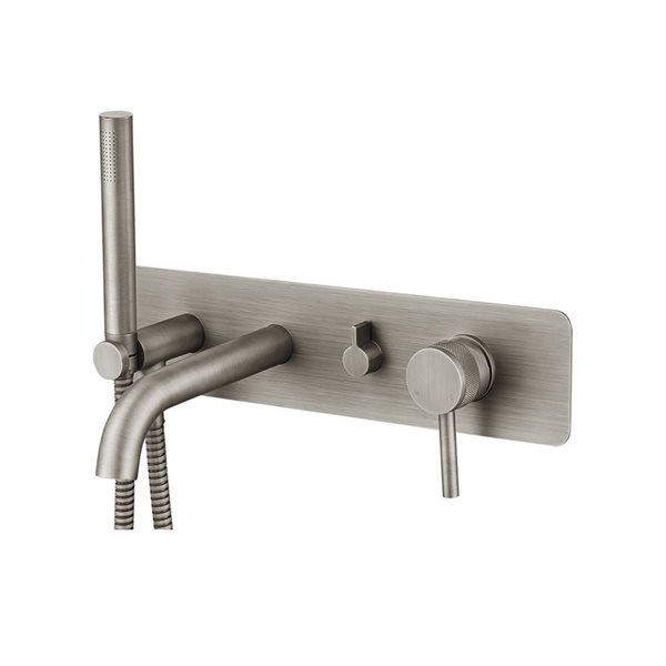 Agua Canada Sahara Brushed Nickel Single-Handle Wall Mount Bathtub Faucet with Hand-Held Shower