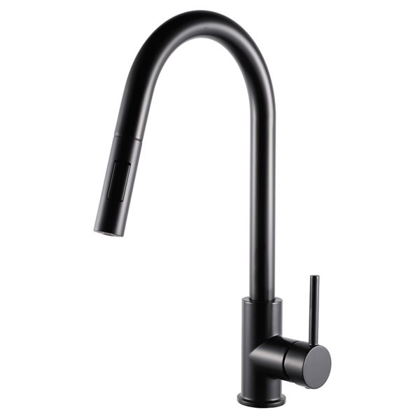 Robinet de cuisine 1 poignée à bec rétractable Monroe de Agua Canada noir mat 2 jets avec cartouche céramique