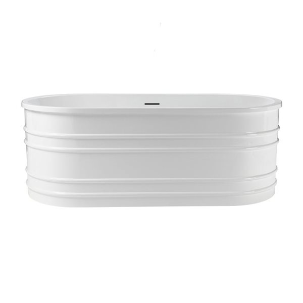 Agua Canada Bea 66-in Glossy White Acrylic Freestanding Oval Bathtub w/ Centre Drain