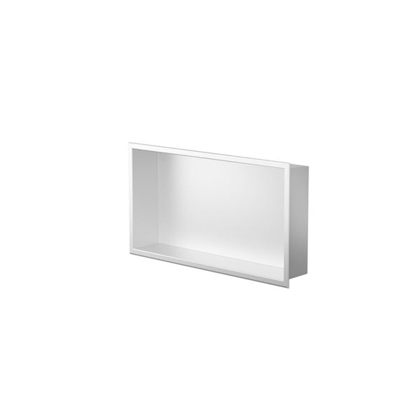 Niche de douche encastrée pour salle de bain Noah d'Agua Canada 24 l. x 12 h. x 4 po p. blanc mat calibre 16