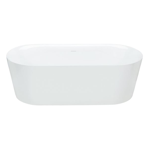 Agua Canada Bahli 60-in White Acrylic Freestanding Oval Bathtub w/ Overflow and Centre Drain