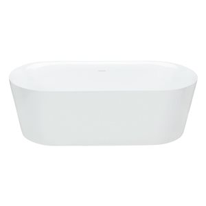 Agua Canada Bahli 60-in White Acrylic Freestanding Oval Bathtub w/ Overflow and Centre Drain