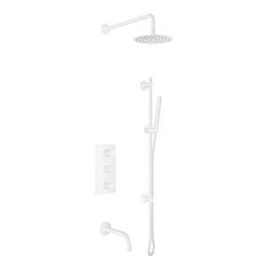 Agua Canada Veda Matte White 3-function Wall Mount Shower System w/ Bathtub Spout