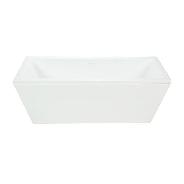 Agua Canada Bailey 66-in White Acrylic Freestanding Rectangular Bathtub w/ Overflow and Back Centre Drain