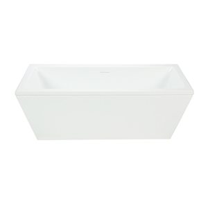 Agua Canada Bailey 66-in White Acrylic Freestanding Rectangular Bathtub w/ Overflow and Back Centre Drain