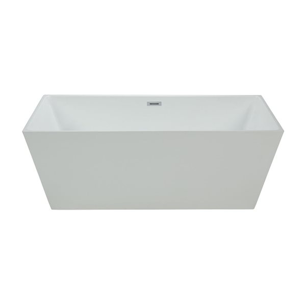 Bain rectangulaire autoportant en acrylique blanc Barillo d'Agua Canada 66 po avec trop-plein et drain central