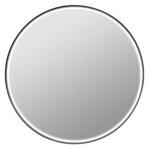 Agua Canada Orlando 30-in Matte Black Round Frame LED Ligthed Mirror 6000K w/ On/Off Switch